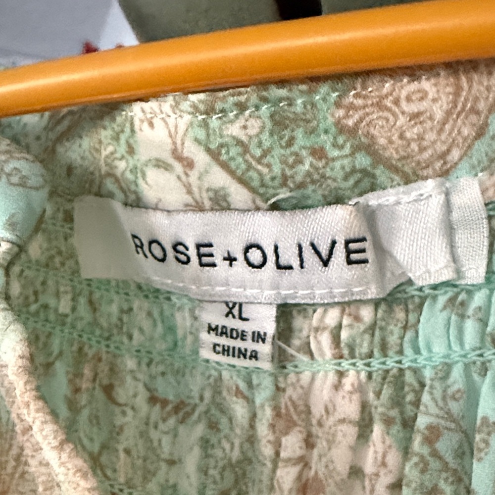 Rose and Olive Light Green Paisley Blouse - Picture 2 of 3